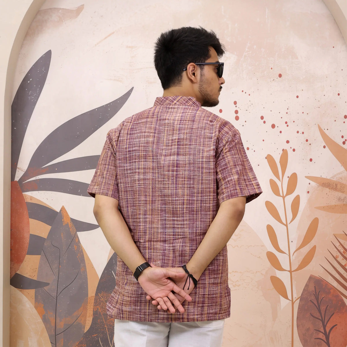 Pink Pure South Cotton Half Sleeve Short Kurta