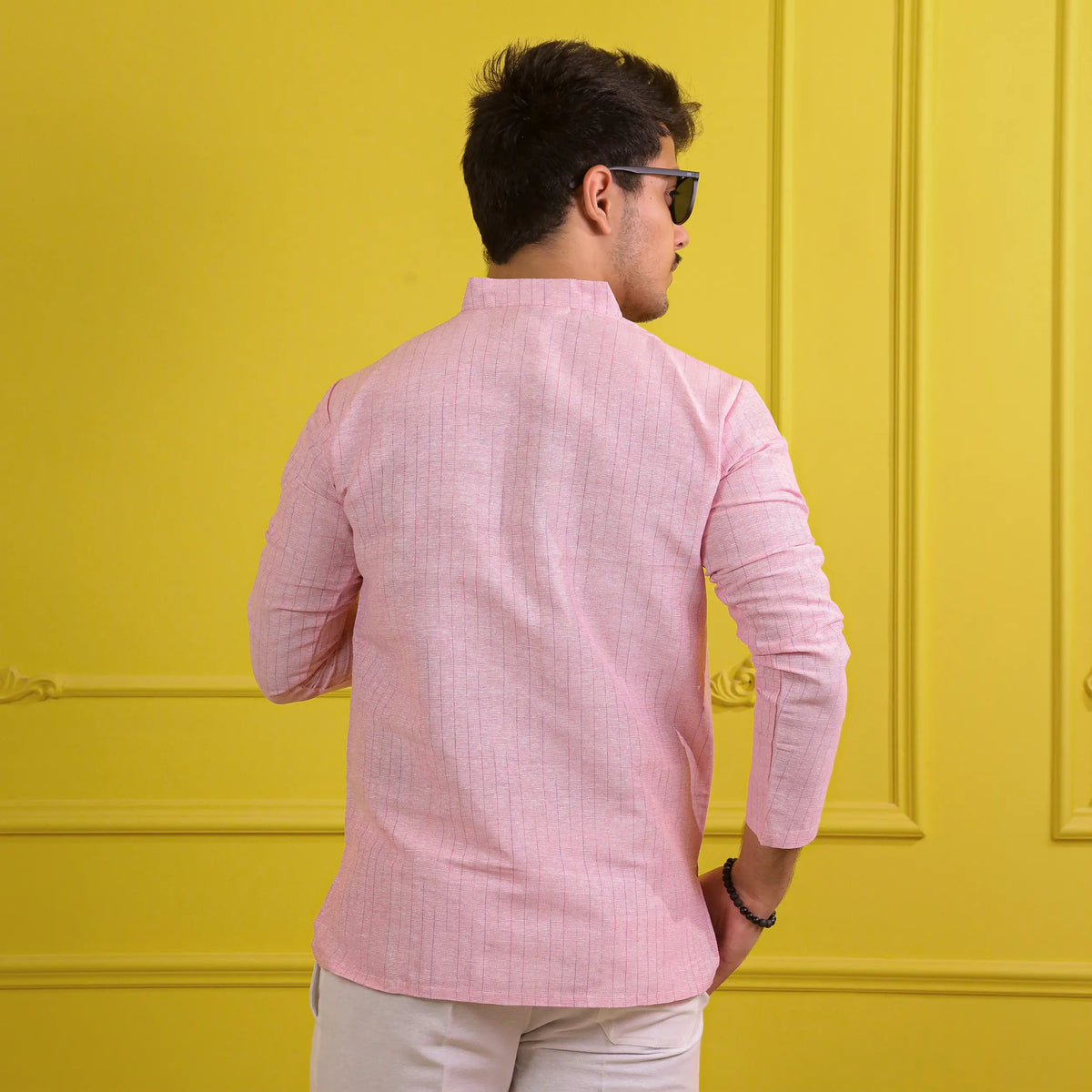 Pink Softline Full Sleeves Short Kurta