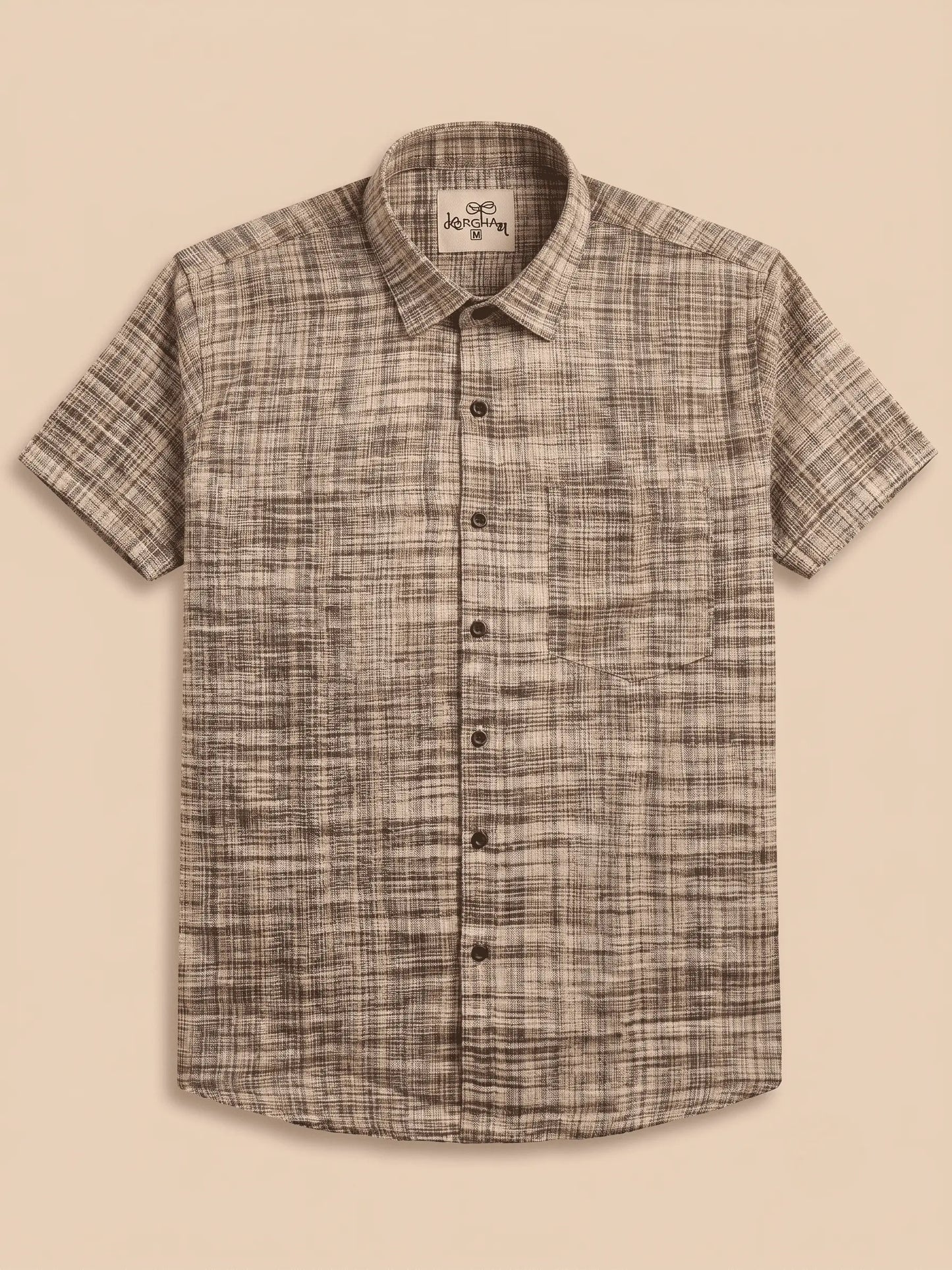 Ultra Premium Beige Line Jharna Cotton Shirt for Men