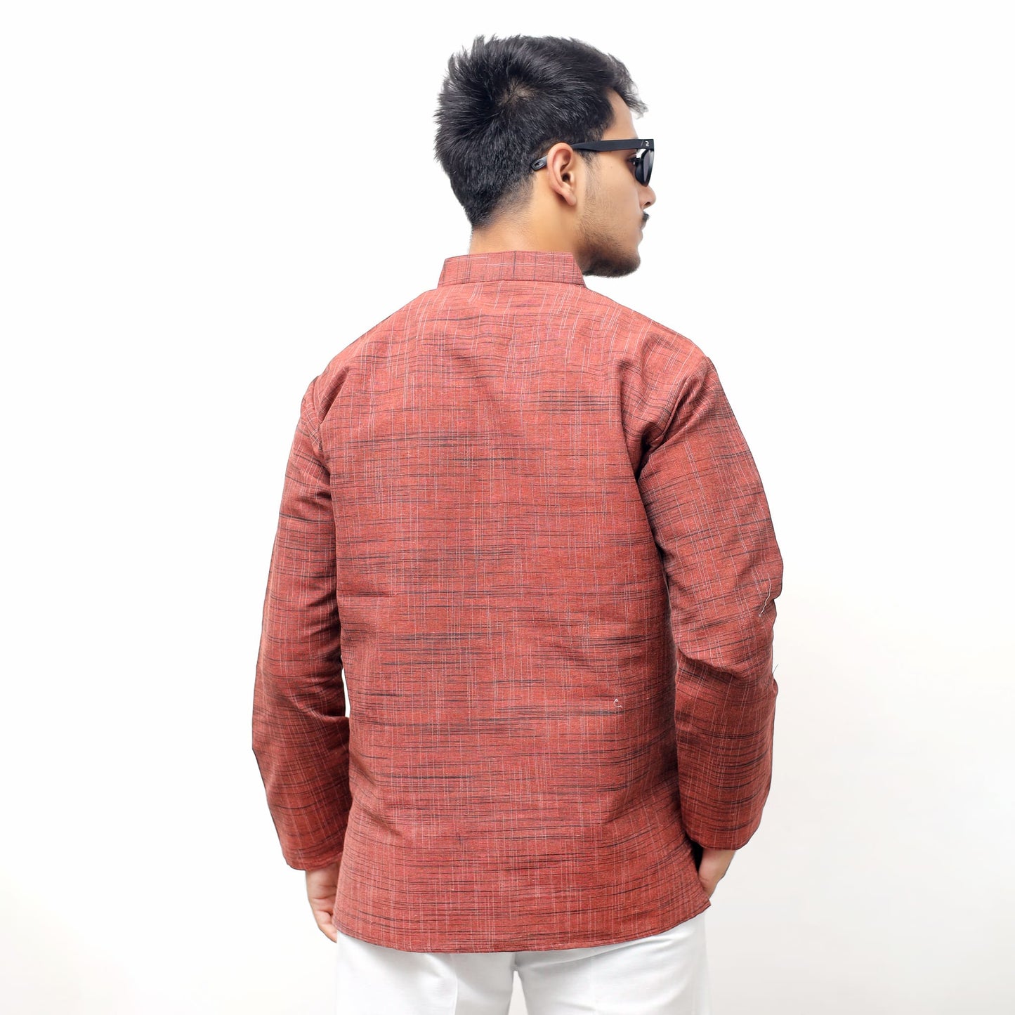 Orange Tone Dark Jharna cotton kurta back style slim fit look
