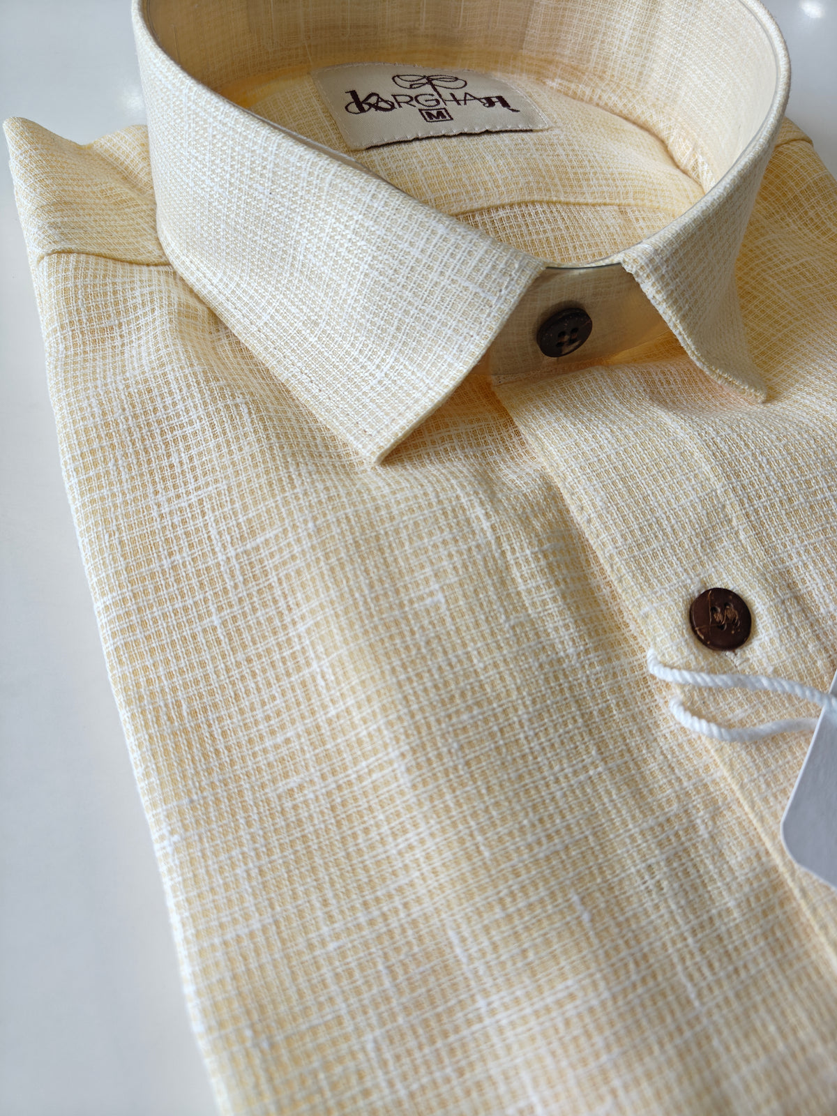 Cream-Net Handloom Cotton Half Sleeve Shirt
