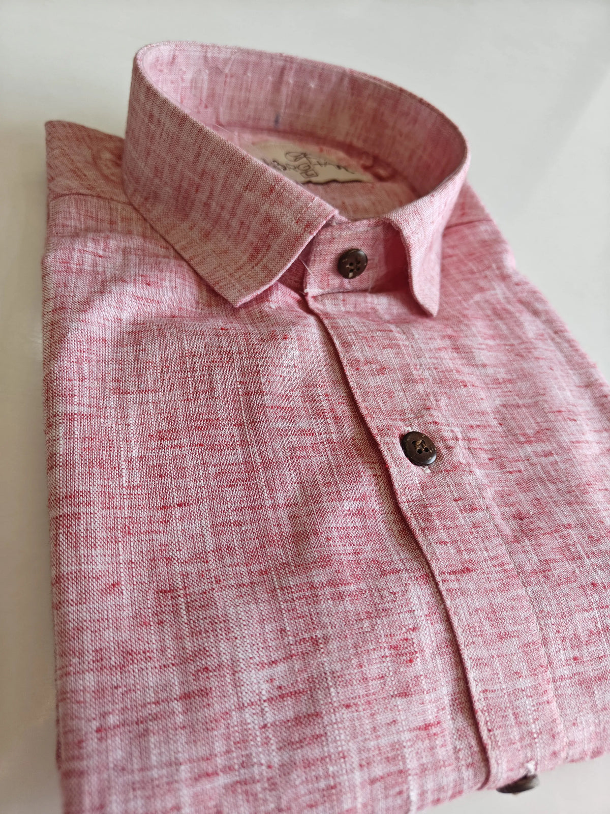 Pink-Soft Linen Cotton Half Sleeve Shirt