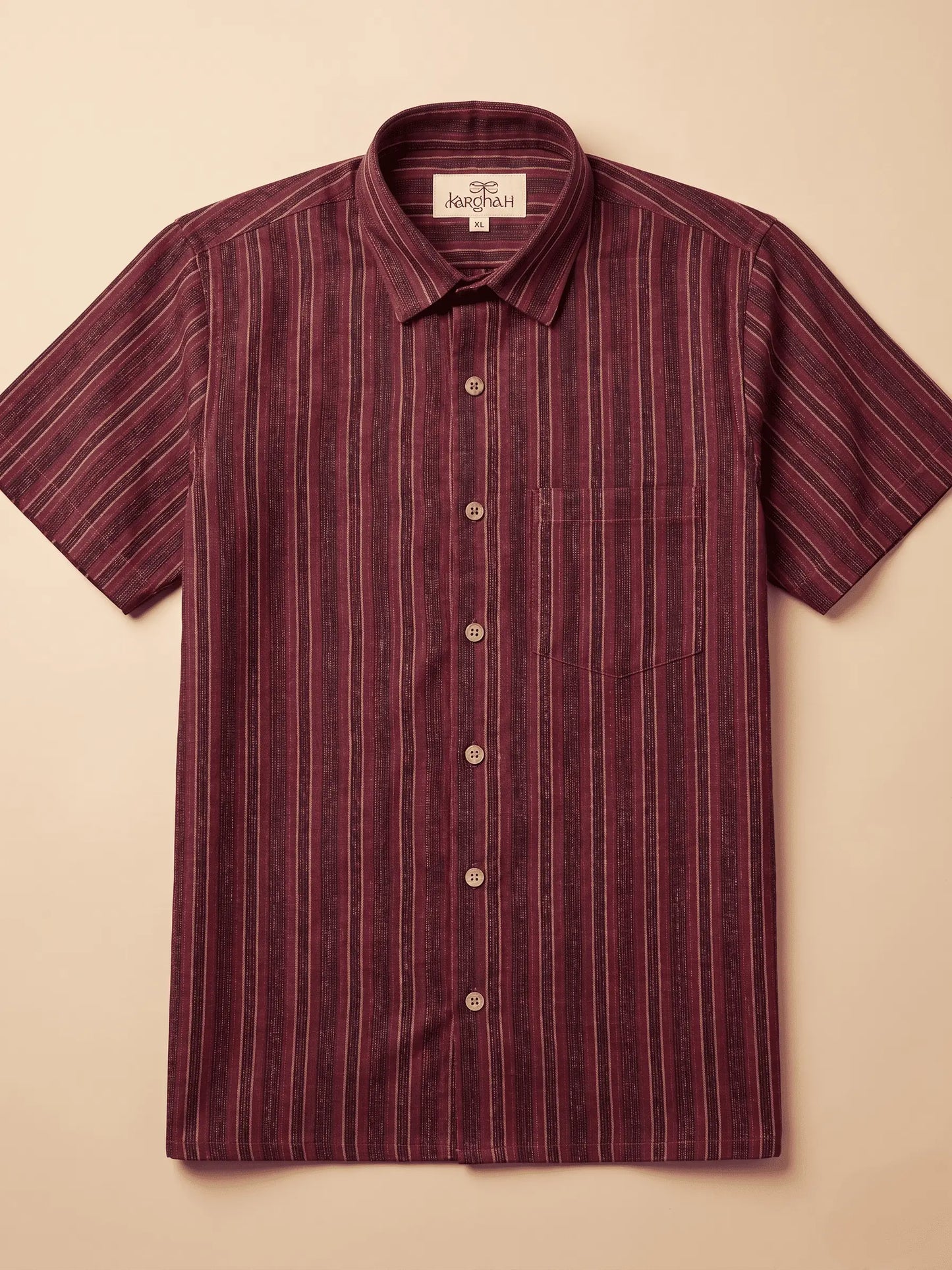 Maroon Breeze Stripe Shirt for Men | Half Sleeves Cotton Shirt