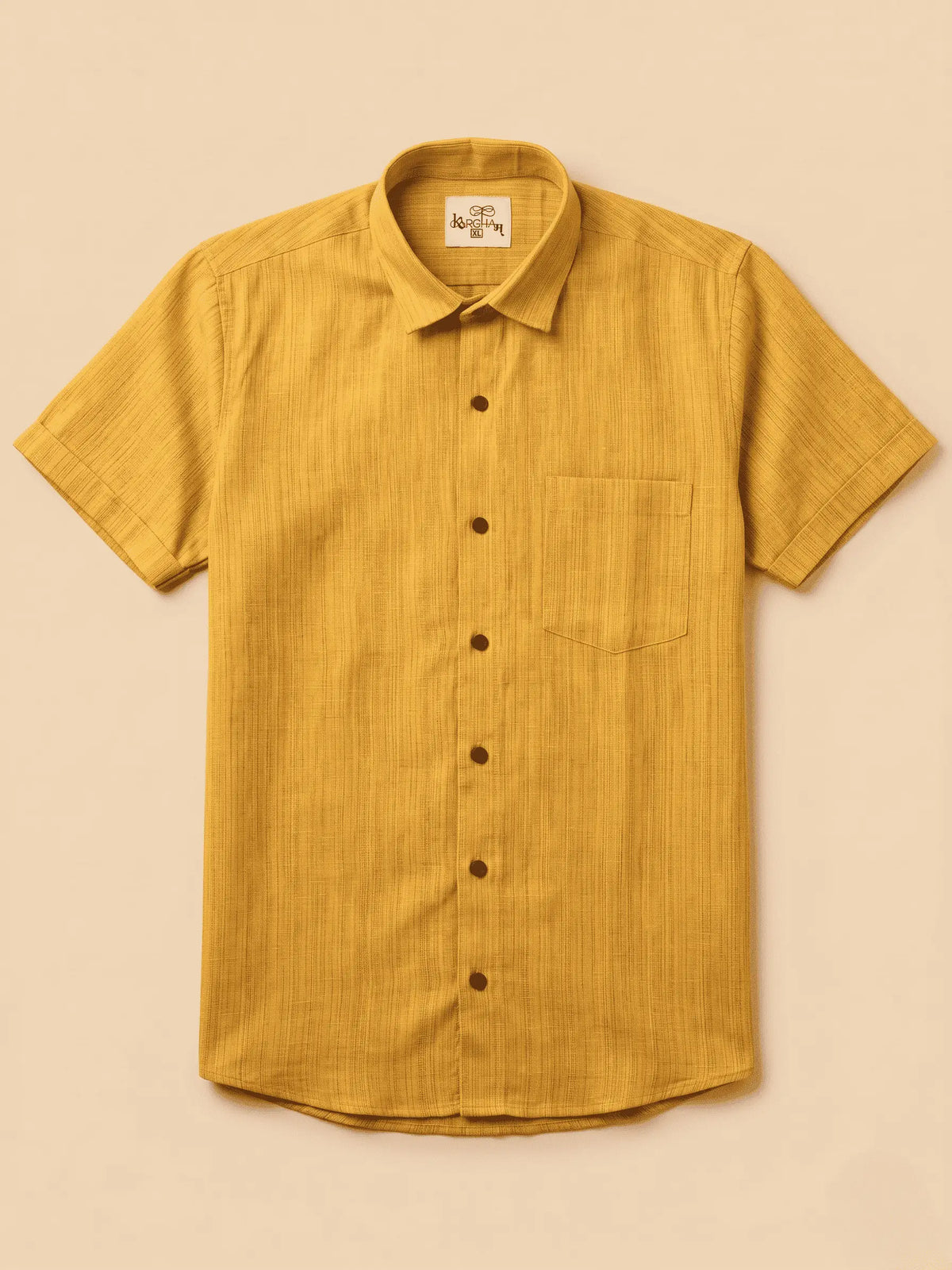 Yellow Threadline Half Sleeves Shirt