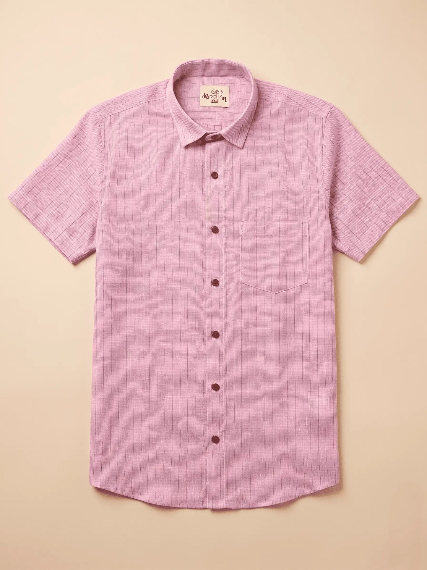 Pink Softline Cotton Shirt for Men | Half Sleeves