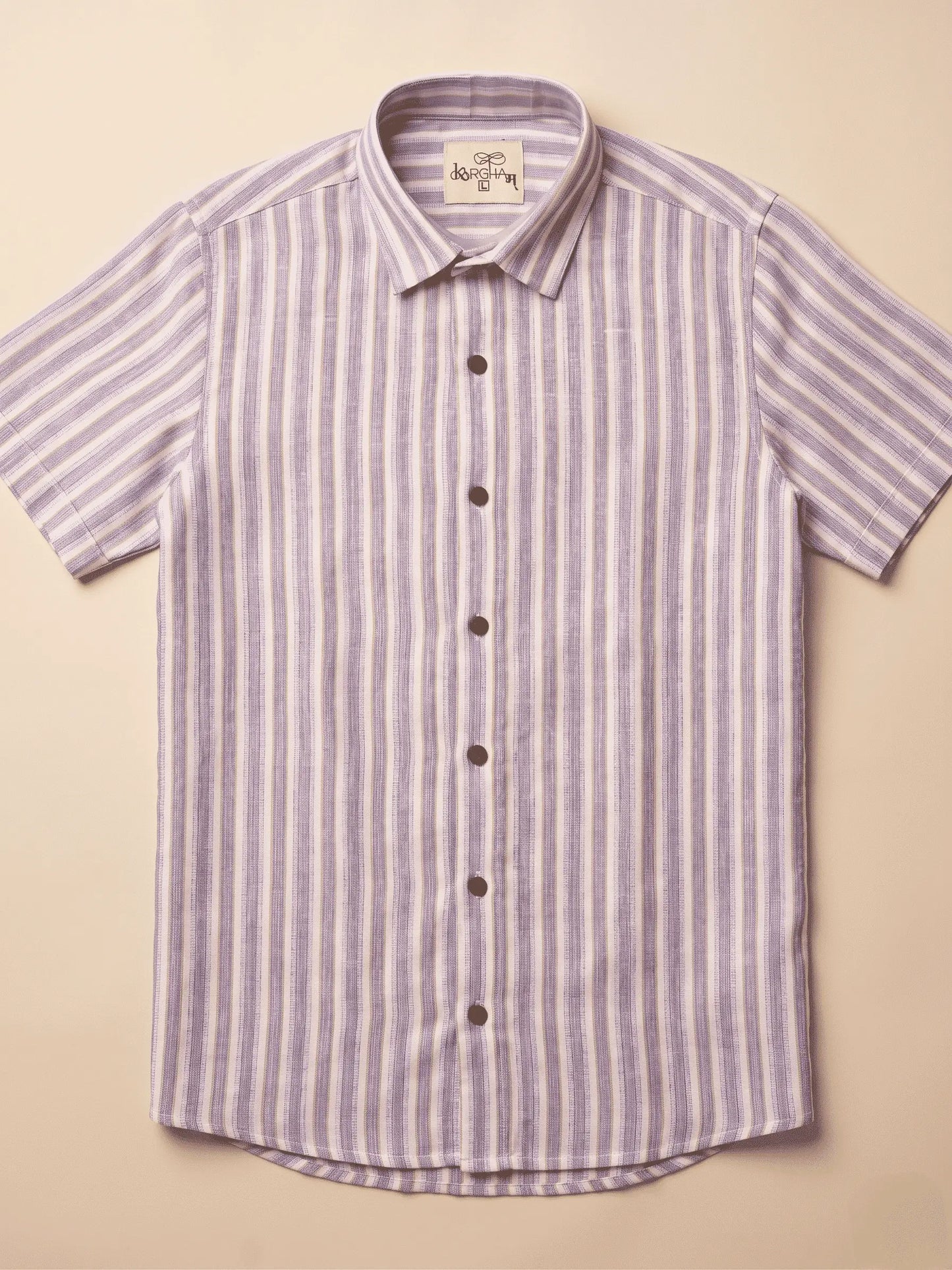 Purple-White Stripped Cotton Shirt for Men | Half Sleeves