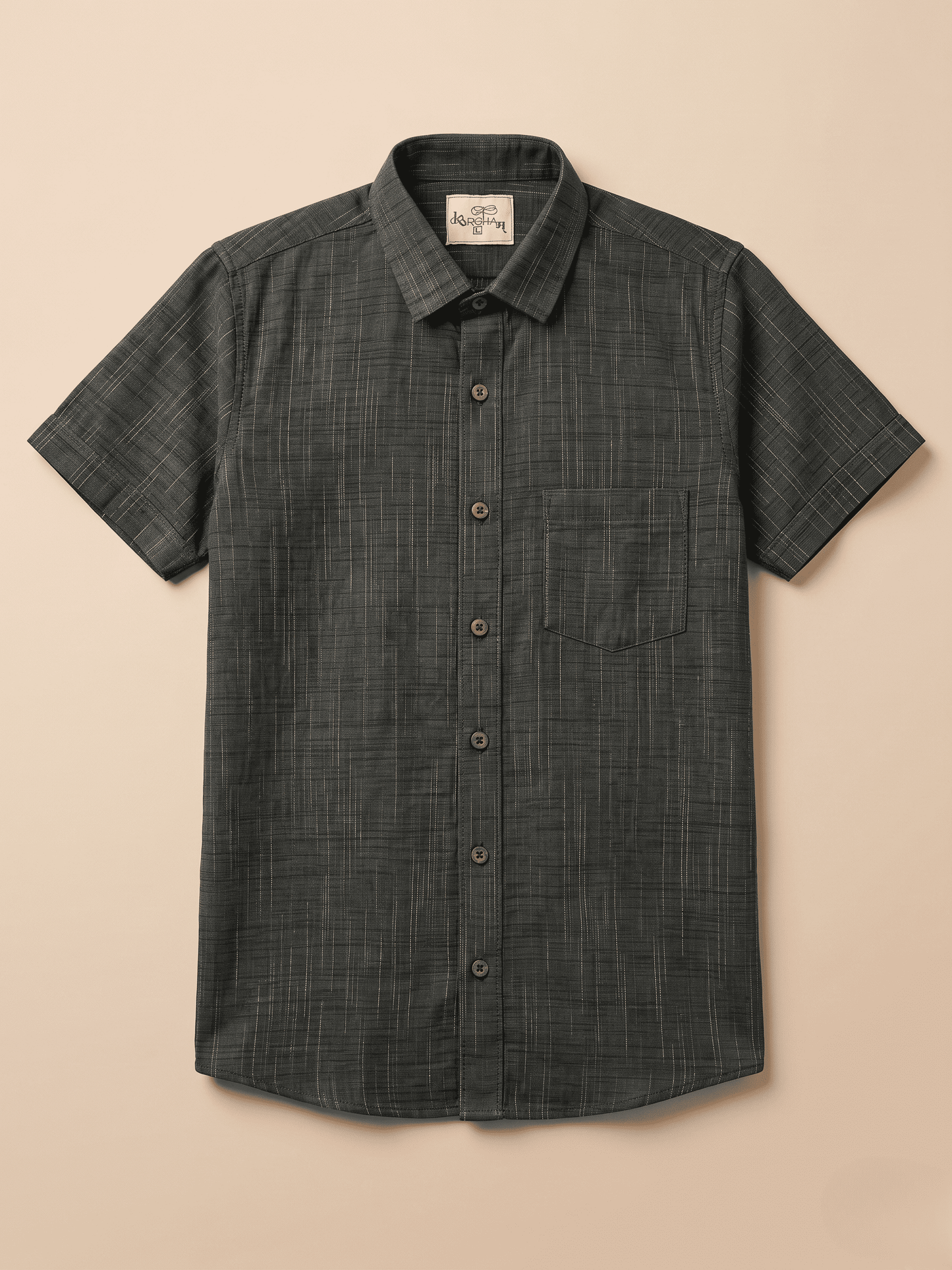 Dark green Jharna Khadi Shirt for Men | Half Sleeves Cotton Shirt