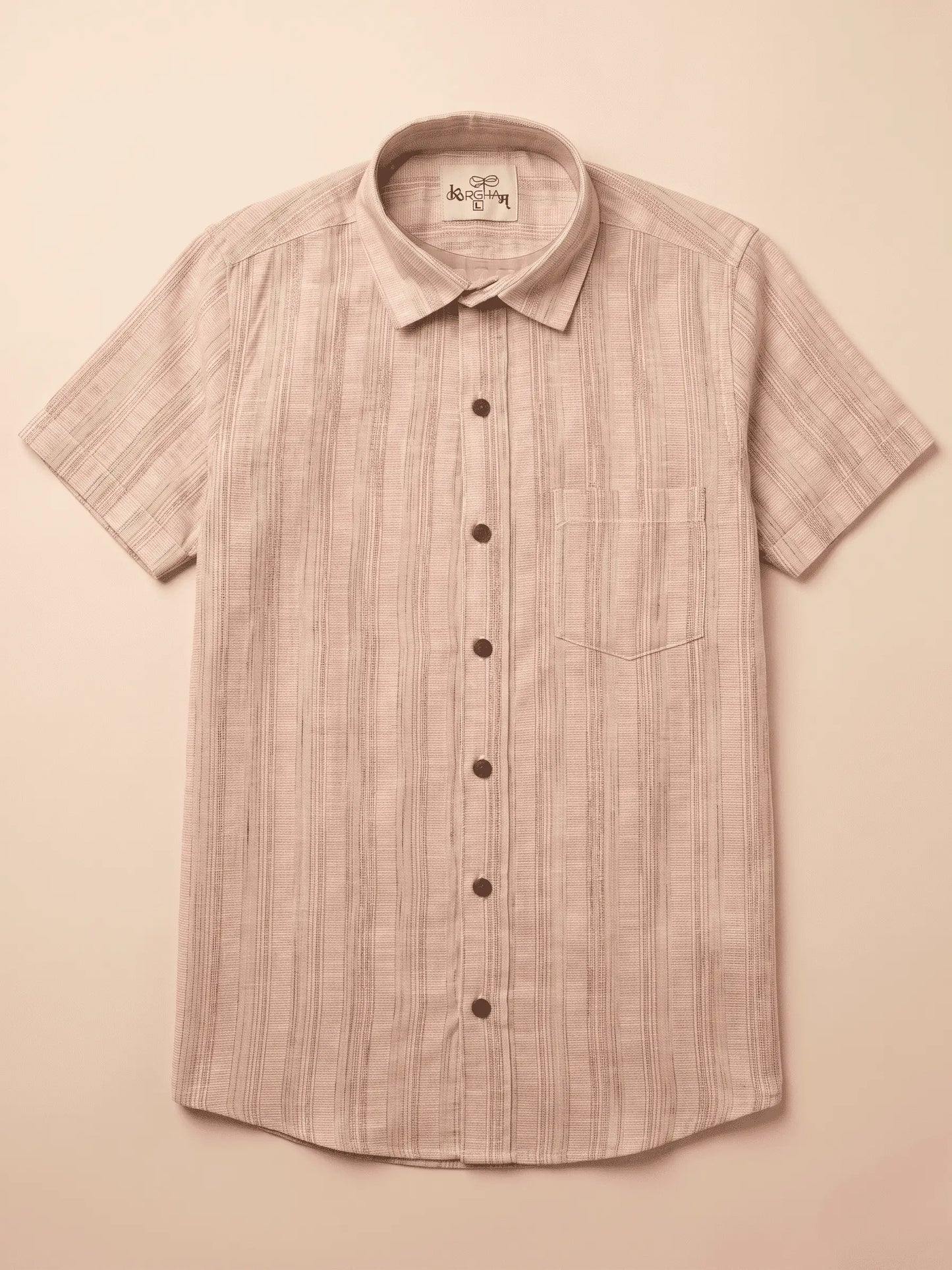 Orange Wide Stripped Cotton Shirt for Men | Half Sleeves