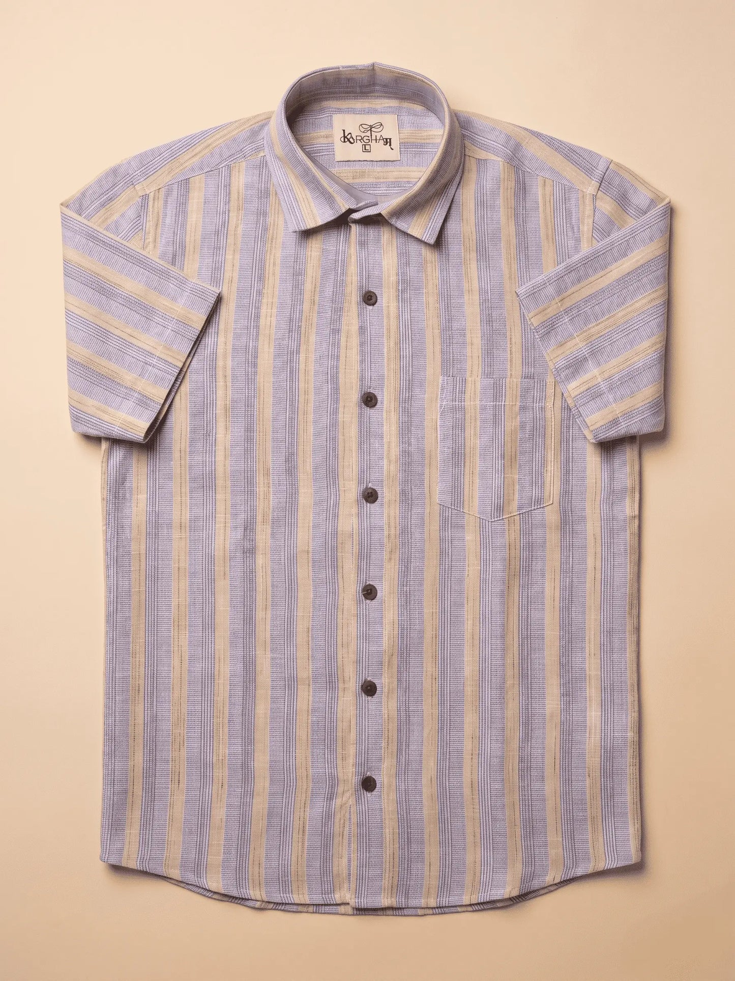 Purple Wide Stripped Cotton Shirt for Men | Half Sleeves