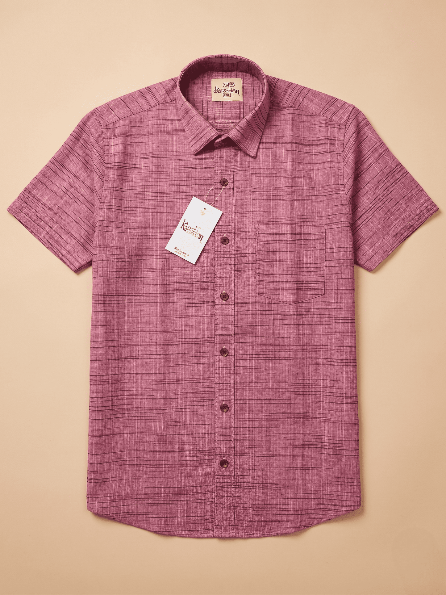Pink Light Jharna Khadi Cotton Shirt for Men | Half Sleeves