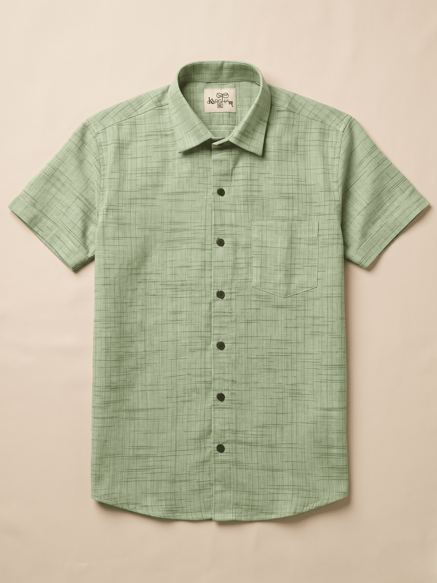 Green Plain Jharna Khadi Cotton Shirt for Men | Half Sleeves