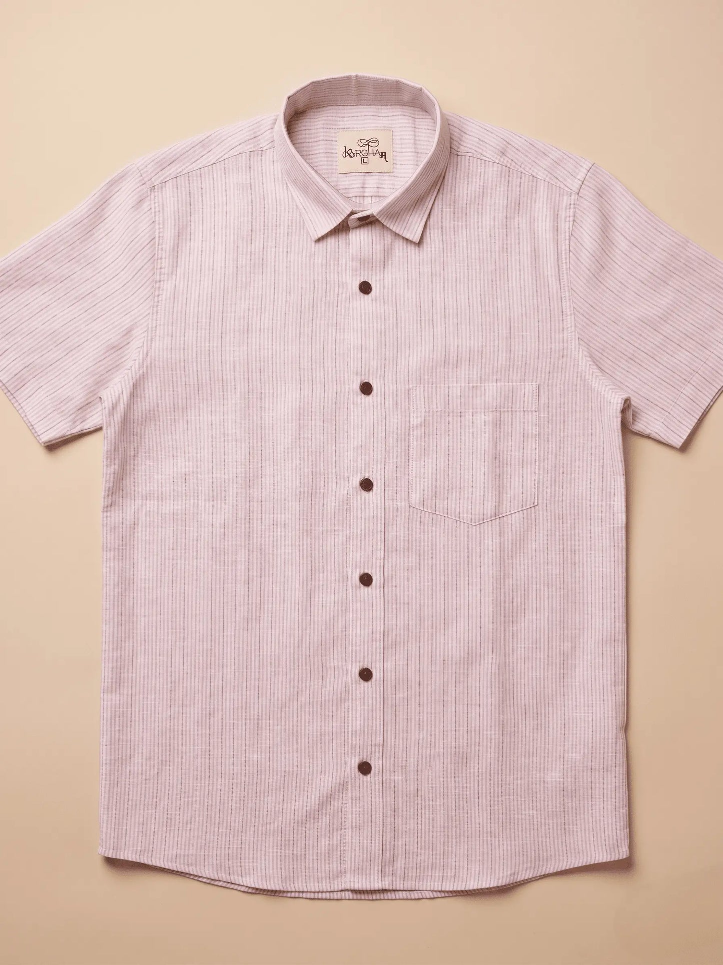 Pink Loom Stripped Cotton Shirt for Men | Half Sleeves
