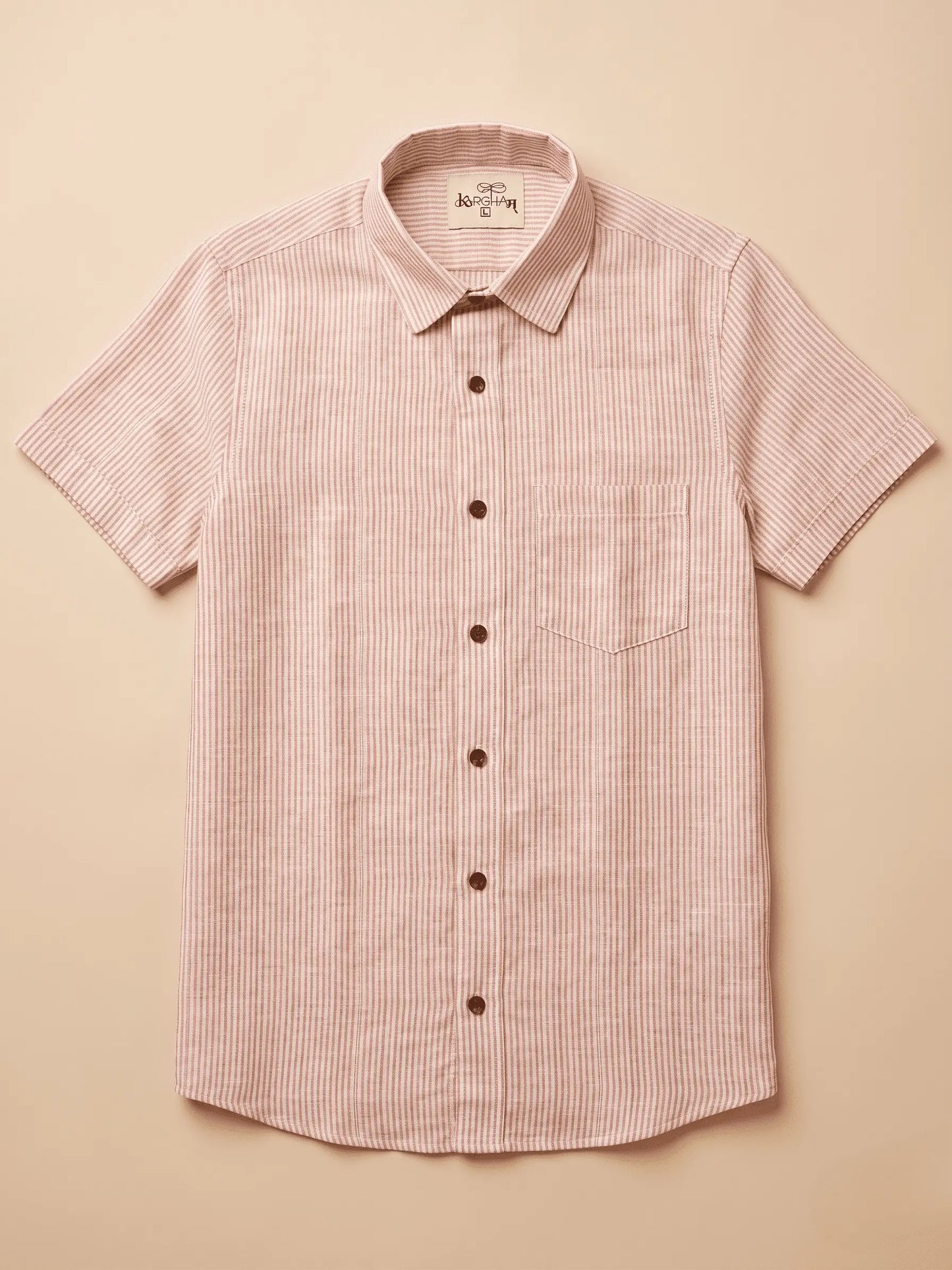 Orange Loom Stripped Cotton Shirt for Men | Half Sleeves