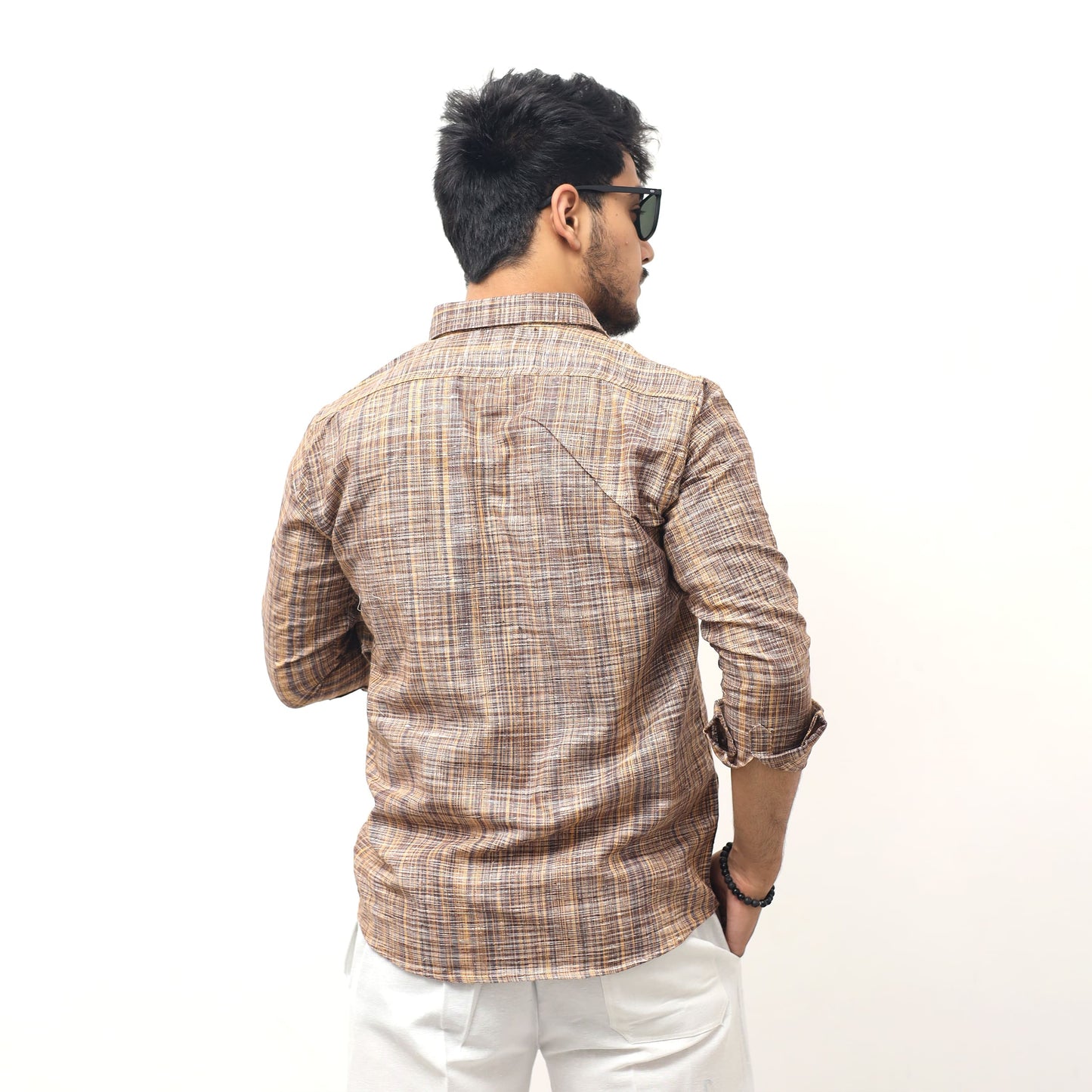 beige line jharna shirt back view