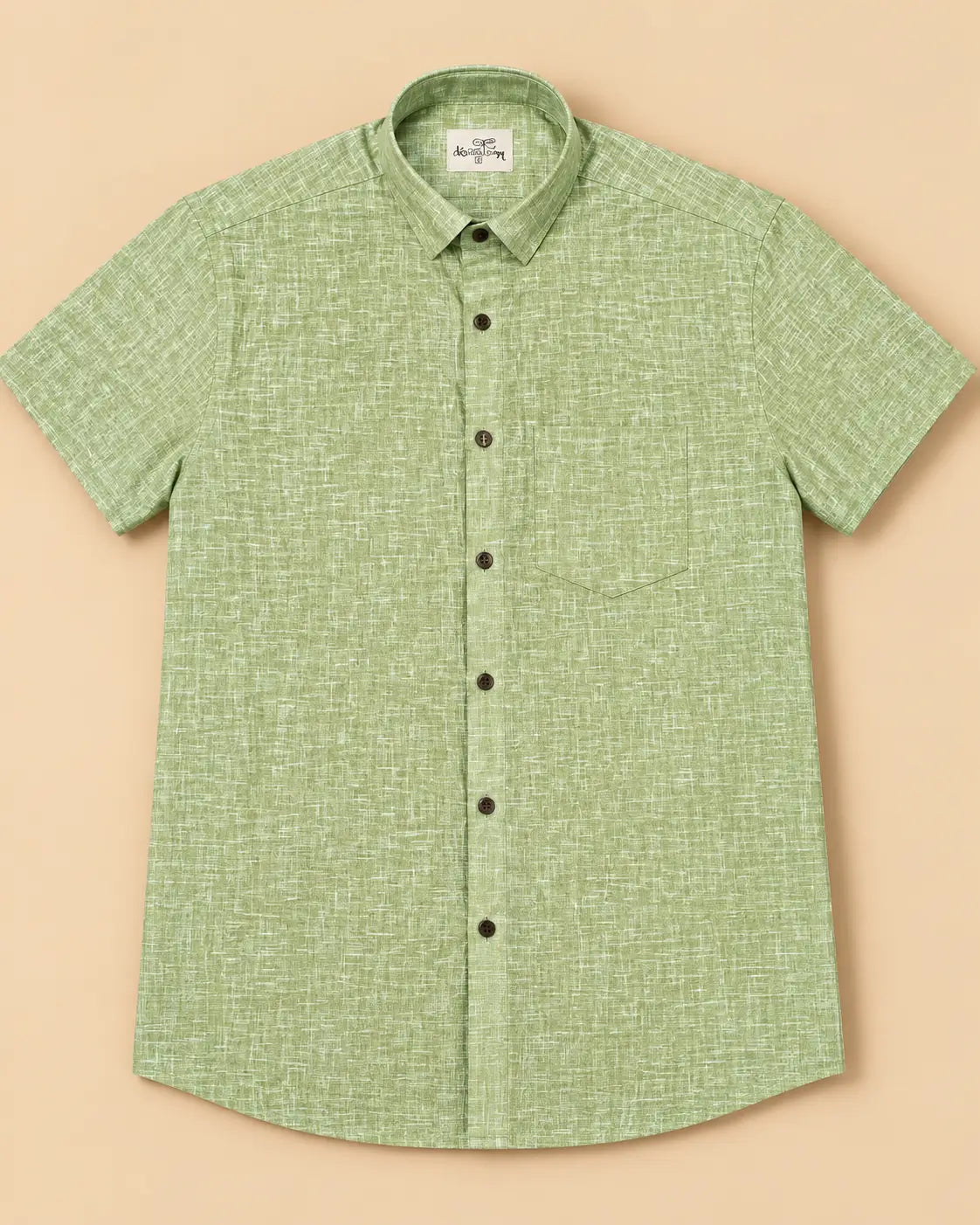 Mint Green-Linen Blended Half Shirt
