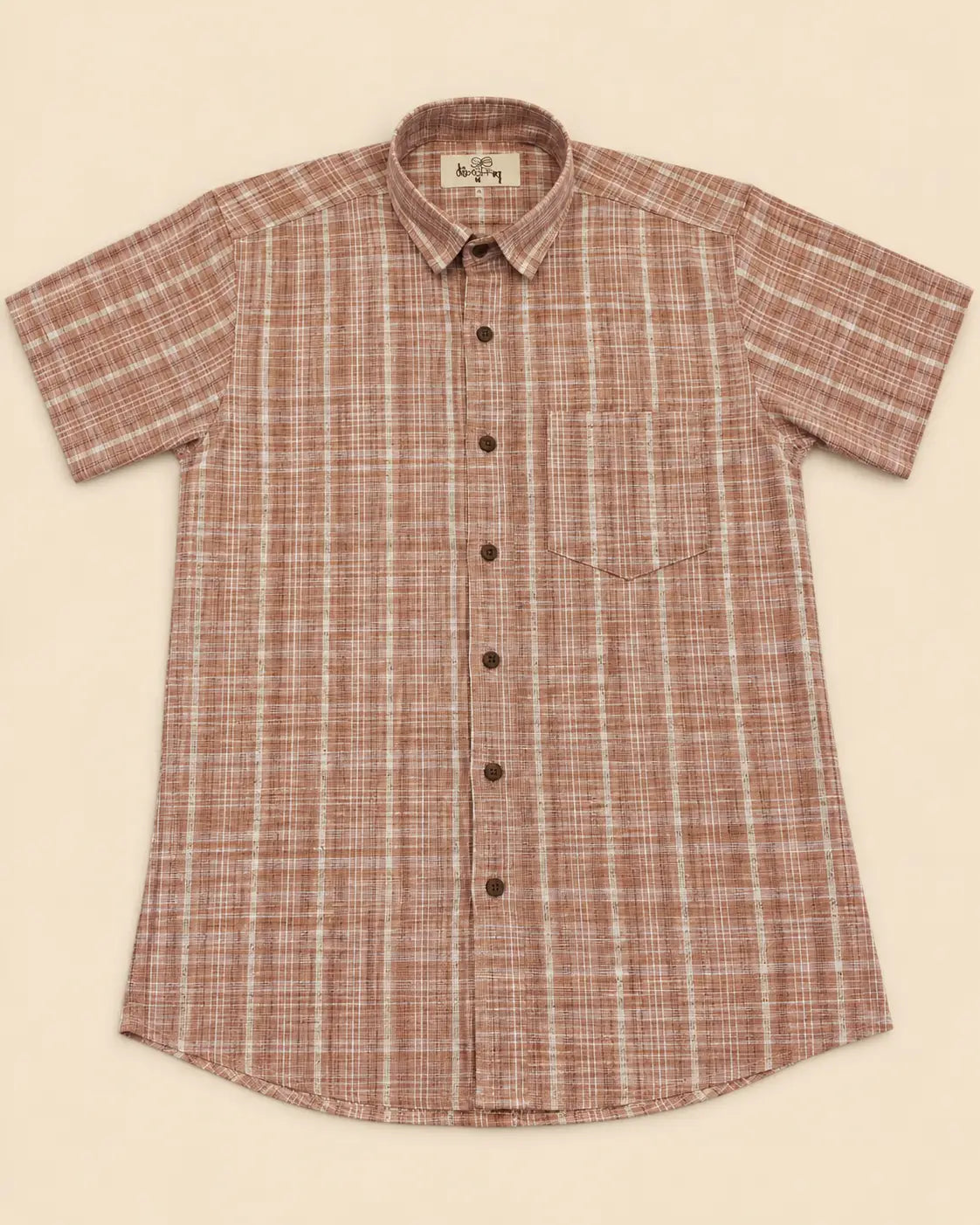 Peach-Rajwada Handloom Cotton Half Shirt