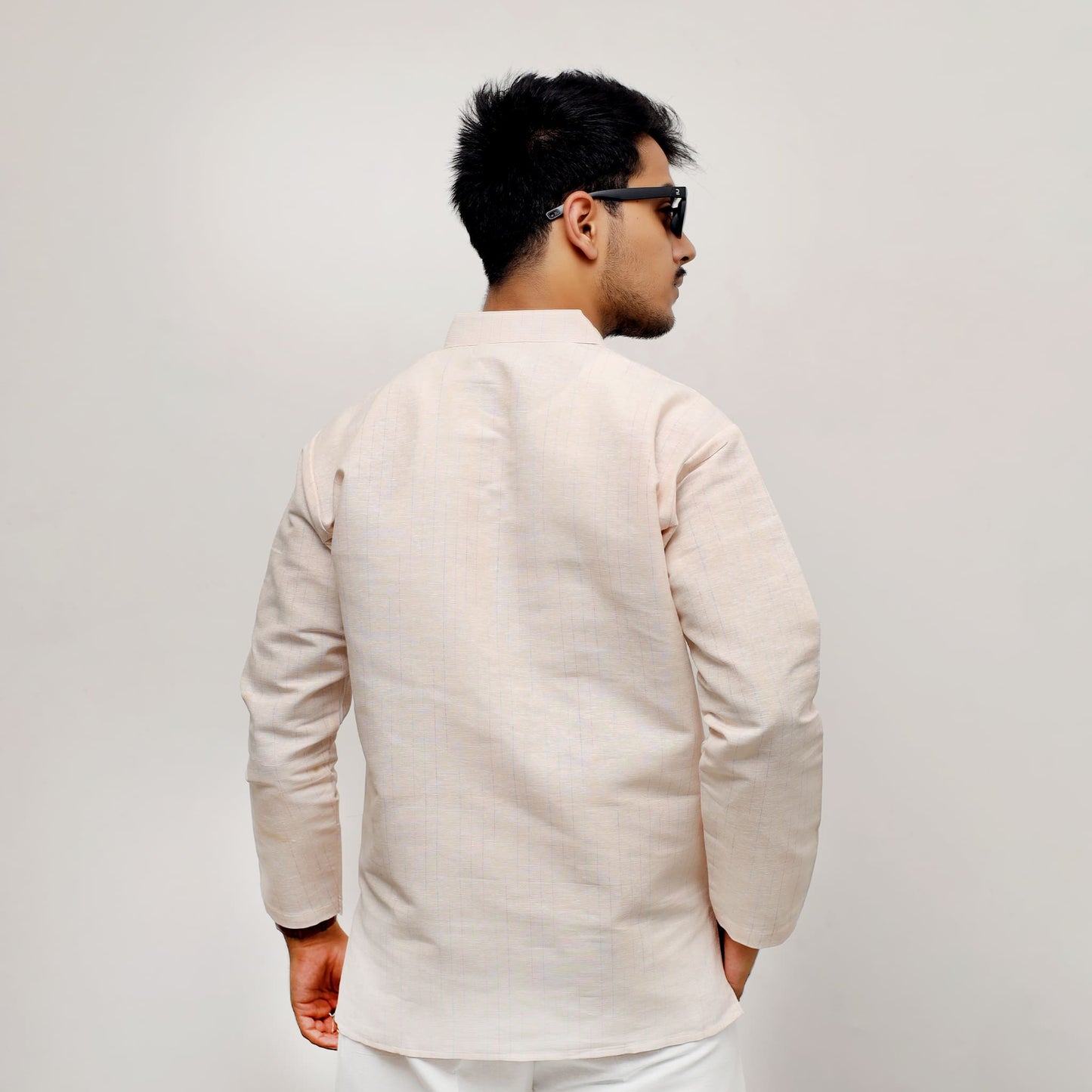 Yellow Softline Full Sleeves Kurta Pant Combo Set back view