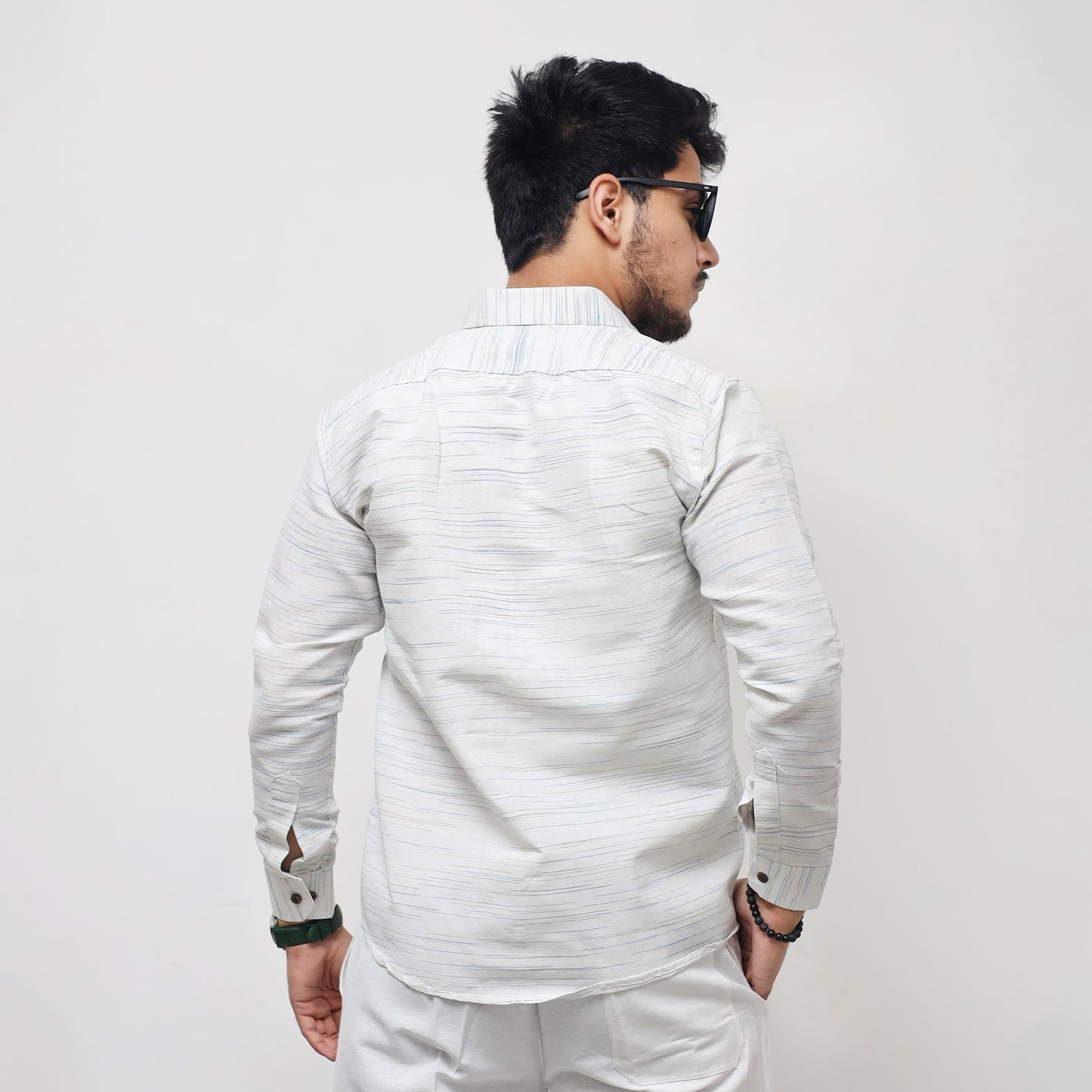 Blue tone White Jharna Full Sleeves Shirt Back view styling