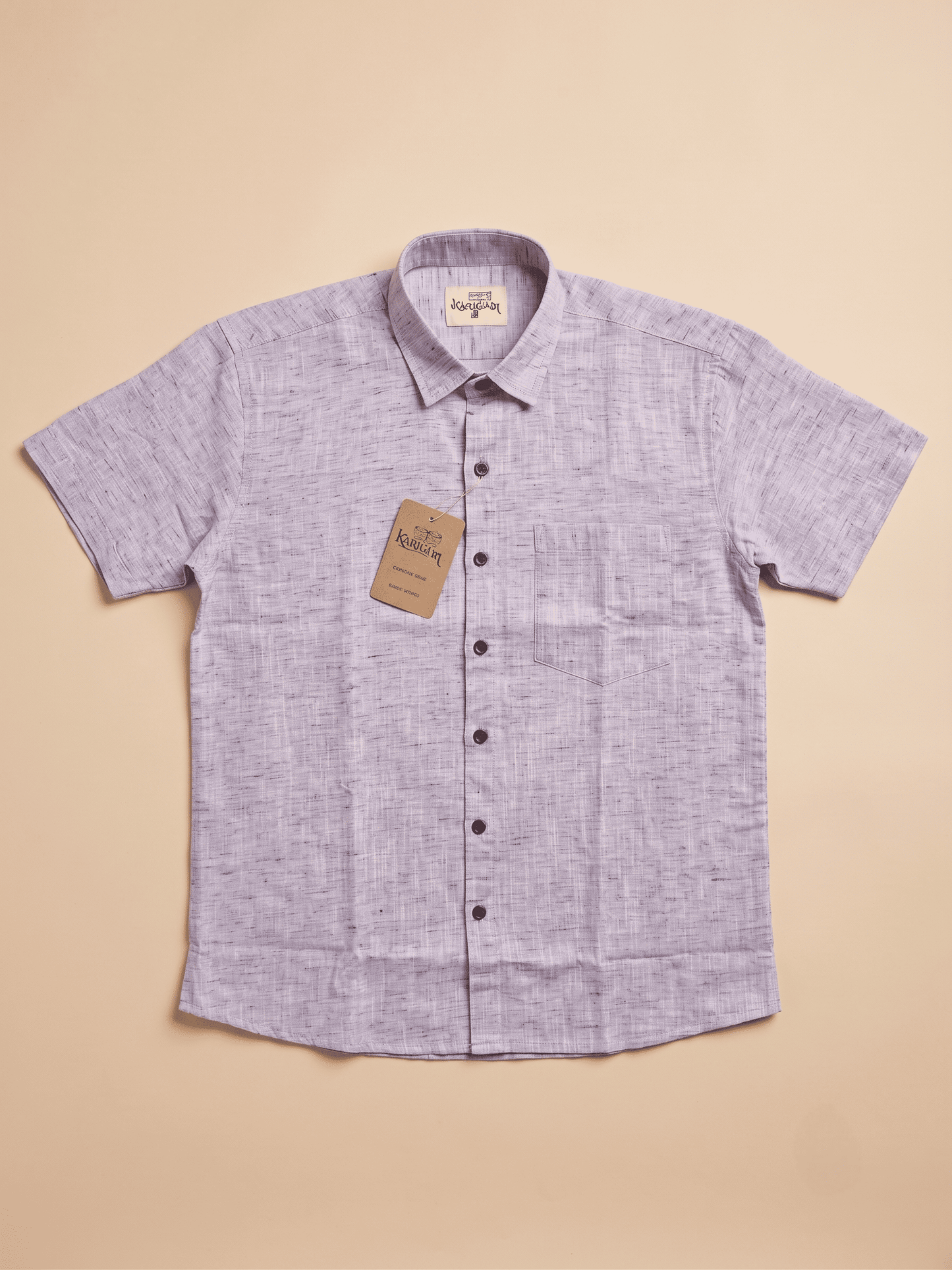 Light Purple Handloom Soft Cotton Half Sleeves Shirt for Men | Kargham