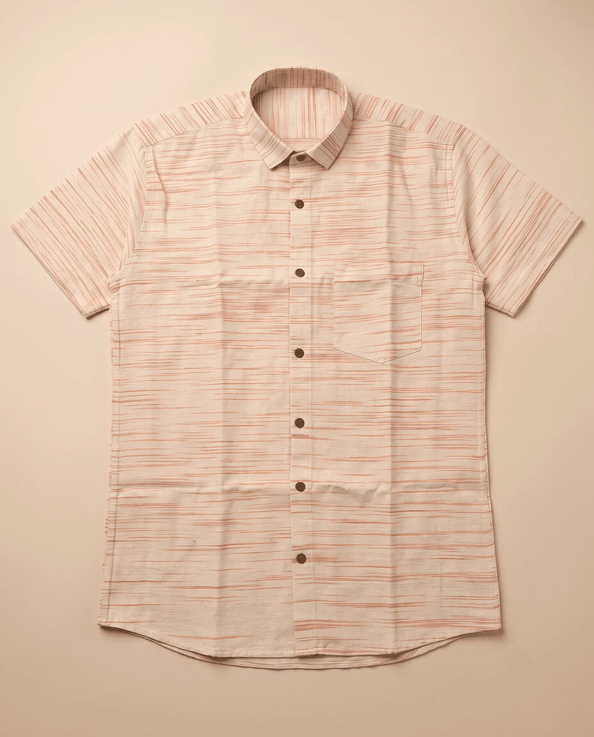 Orange Pattern White Jharna Cotton Shirt for Men | Half Sleeves