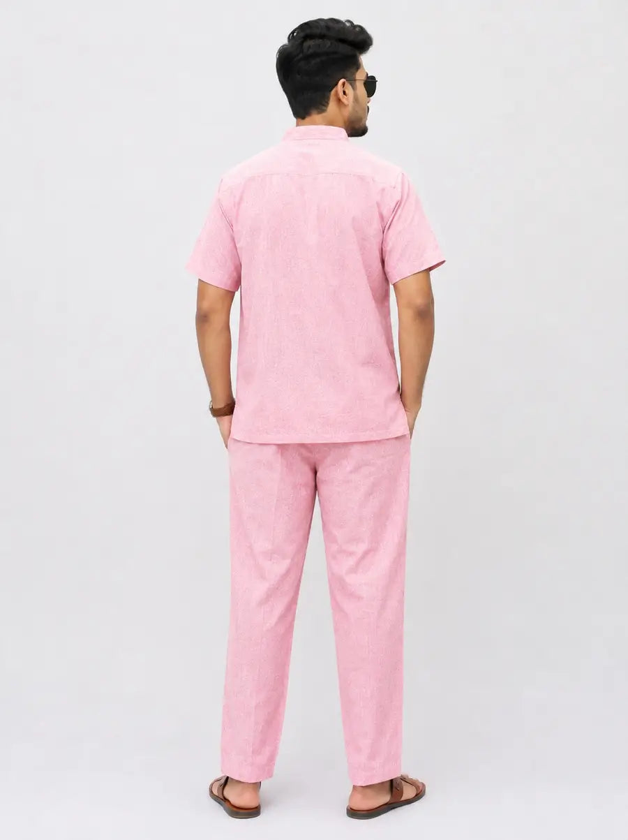Peach Solid Half Sleeves Cotton Co ord Set
