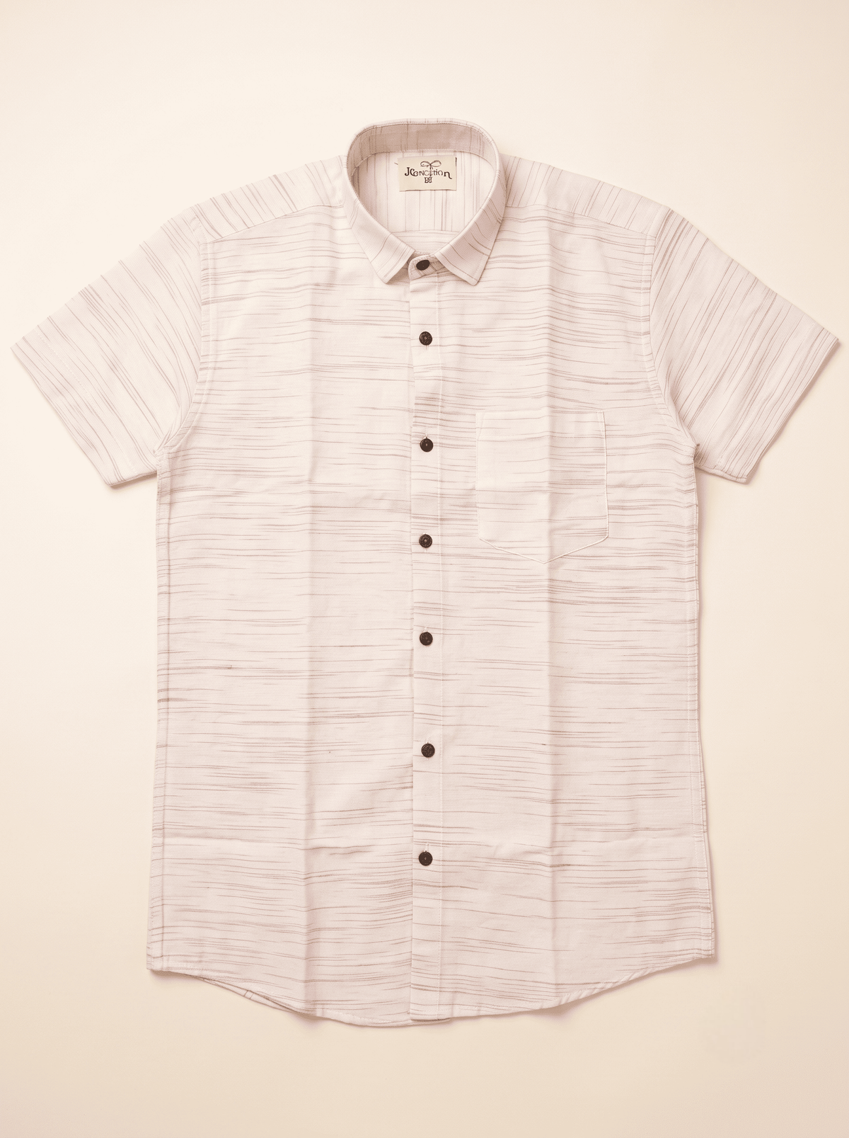 Pink Pattern White Jharna Cotton Shirt for Men | Half Sleeves