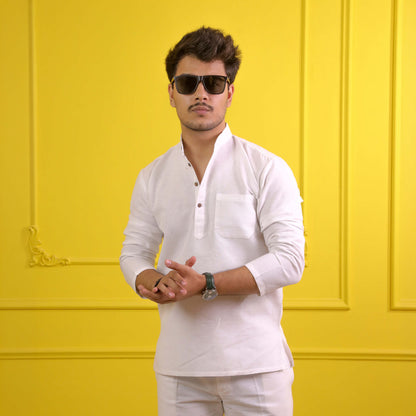 White Solid Full Sleeves Co ord Set