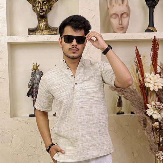 Green Abhilasha Pure Cotton Half Sleeve Short Kurta