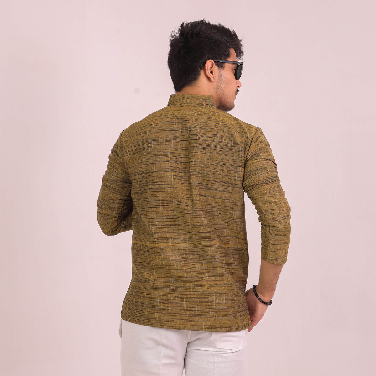Mustard Dark Jharna Full Sleeves Short Kurta