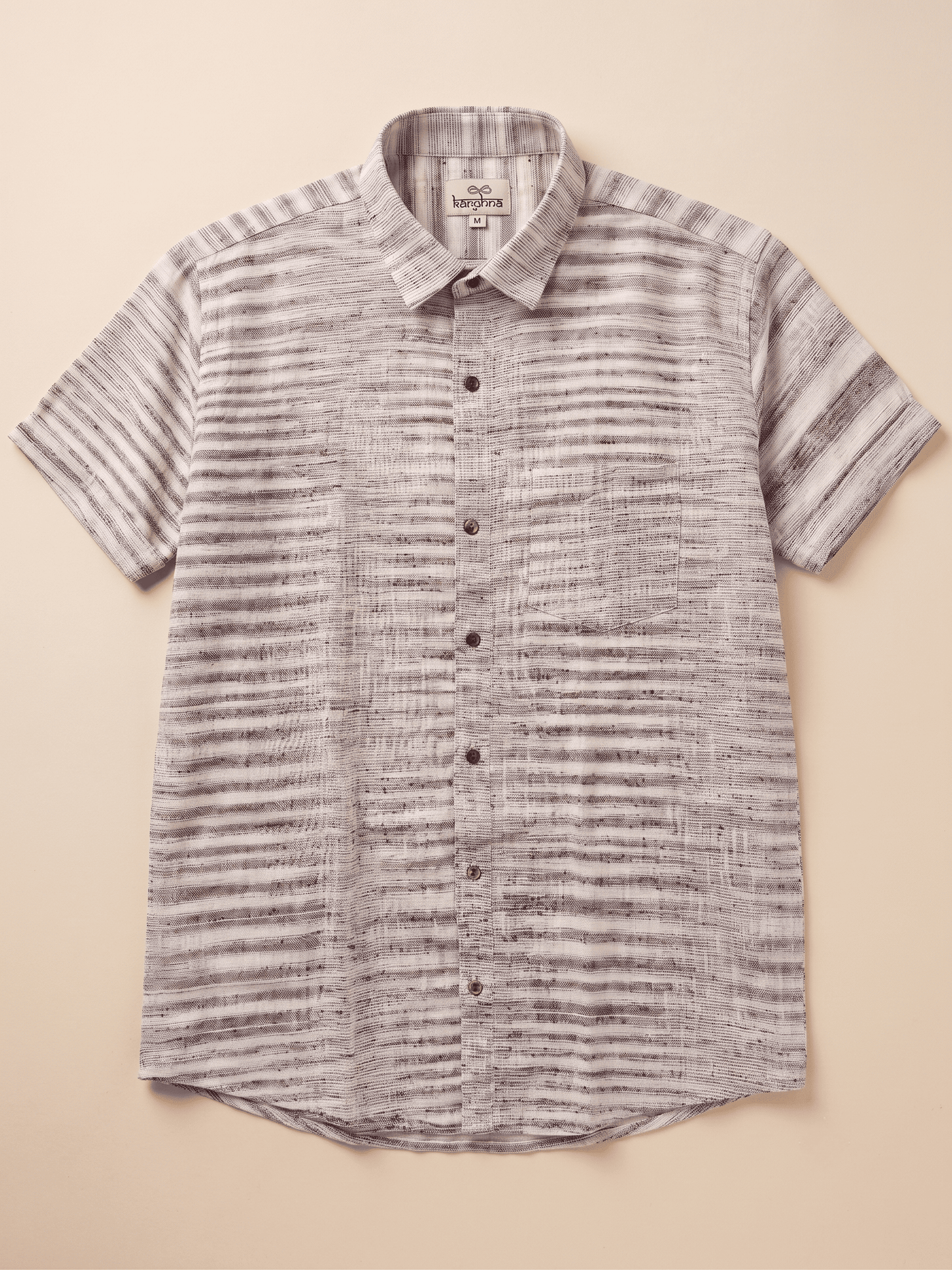 Kargham Ultra Premium Handwoven Zebra Stone Purple Cotton Half Sleeves Shirt