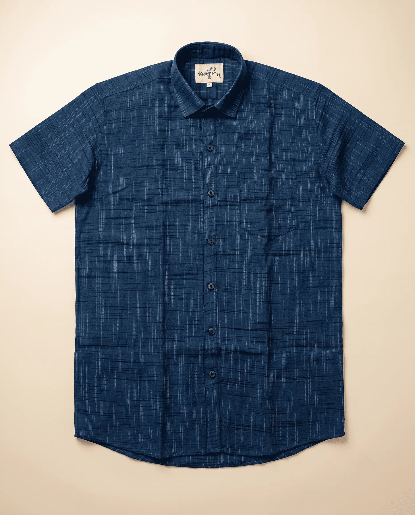 Slate Blue Dark Jharna Shirt | Half Sleeves