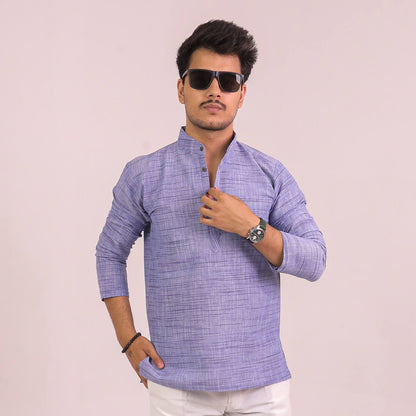 Blue Jharna Full Sleeves Short Kurta