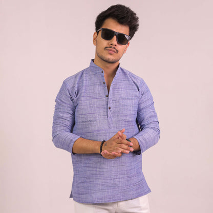 Blue Plain Jharna Full Sleeves Kurta Pant Combo Set
