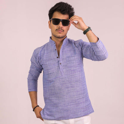 Blue Plain Jharna Full Sleeves Kurta Pant Combo Set