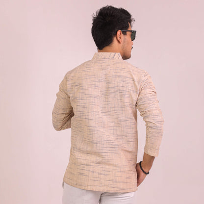 Beige Jharna Full Sleeves Short Kurta