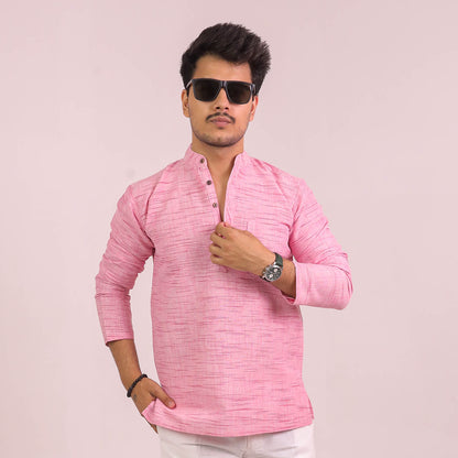 Pink Jharna Full Sleeves Short Kurta