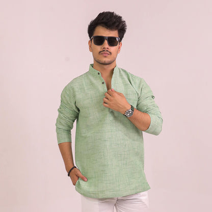 Green Jharna Full Sleeves Short Kurta