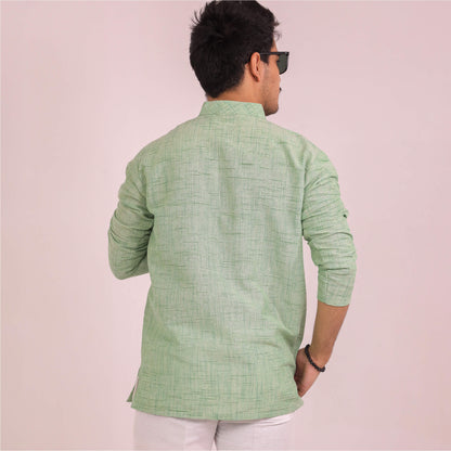 Green Jharna Full Sleeves Short Kurta