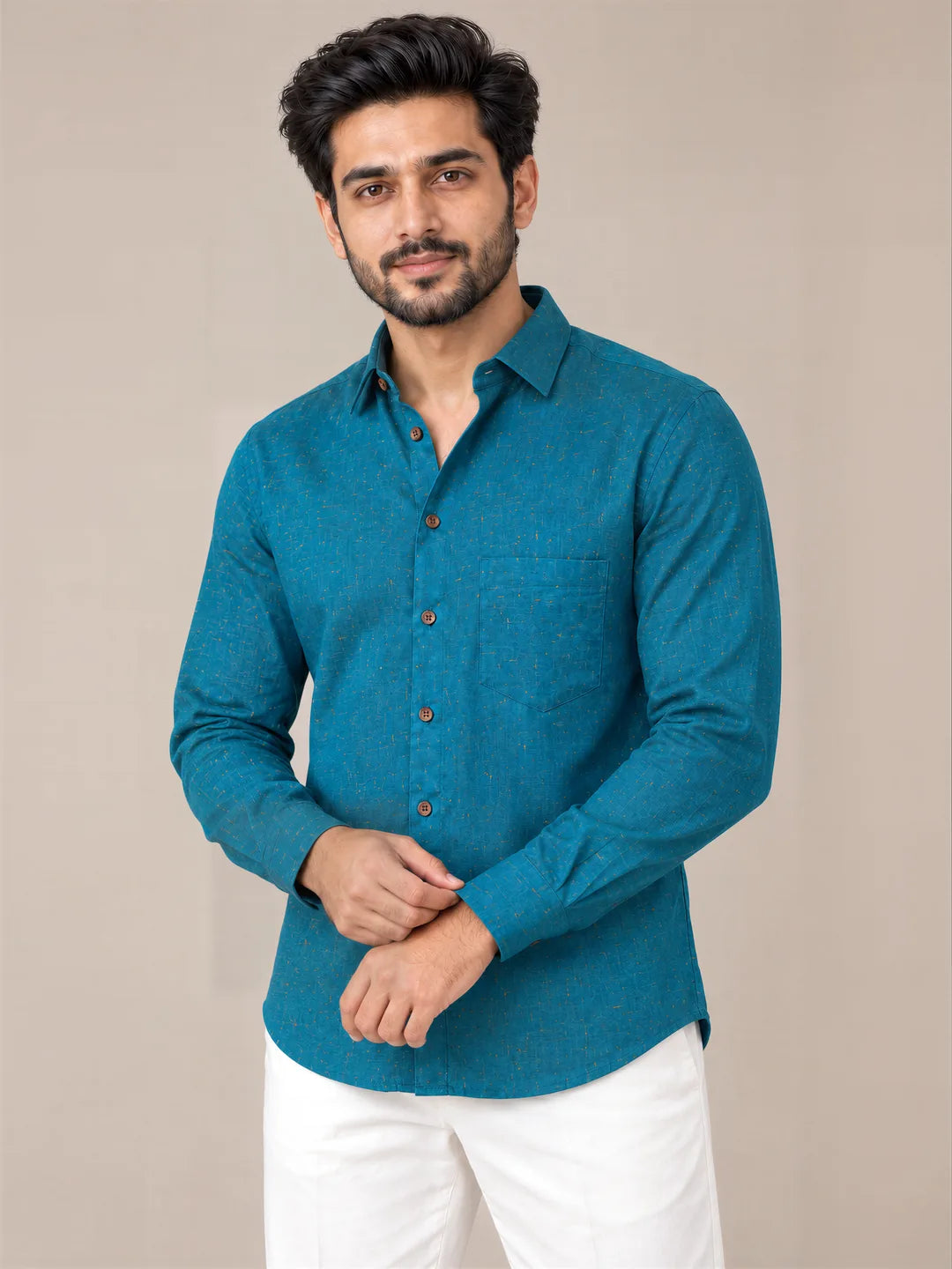 Blue Dark Slub Full Sleeve Shirt