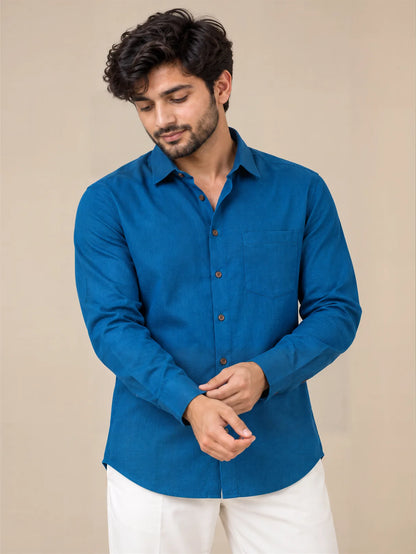 Dark Blue Milky Cotton Full Sleeve Shirt