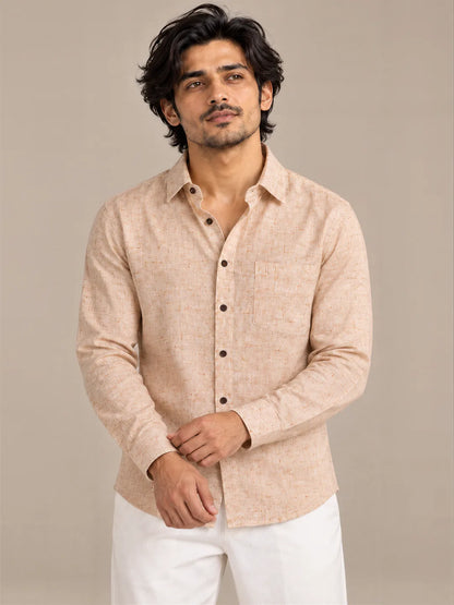 Peach Light Slub Full Sleeve Shirt