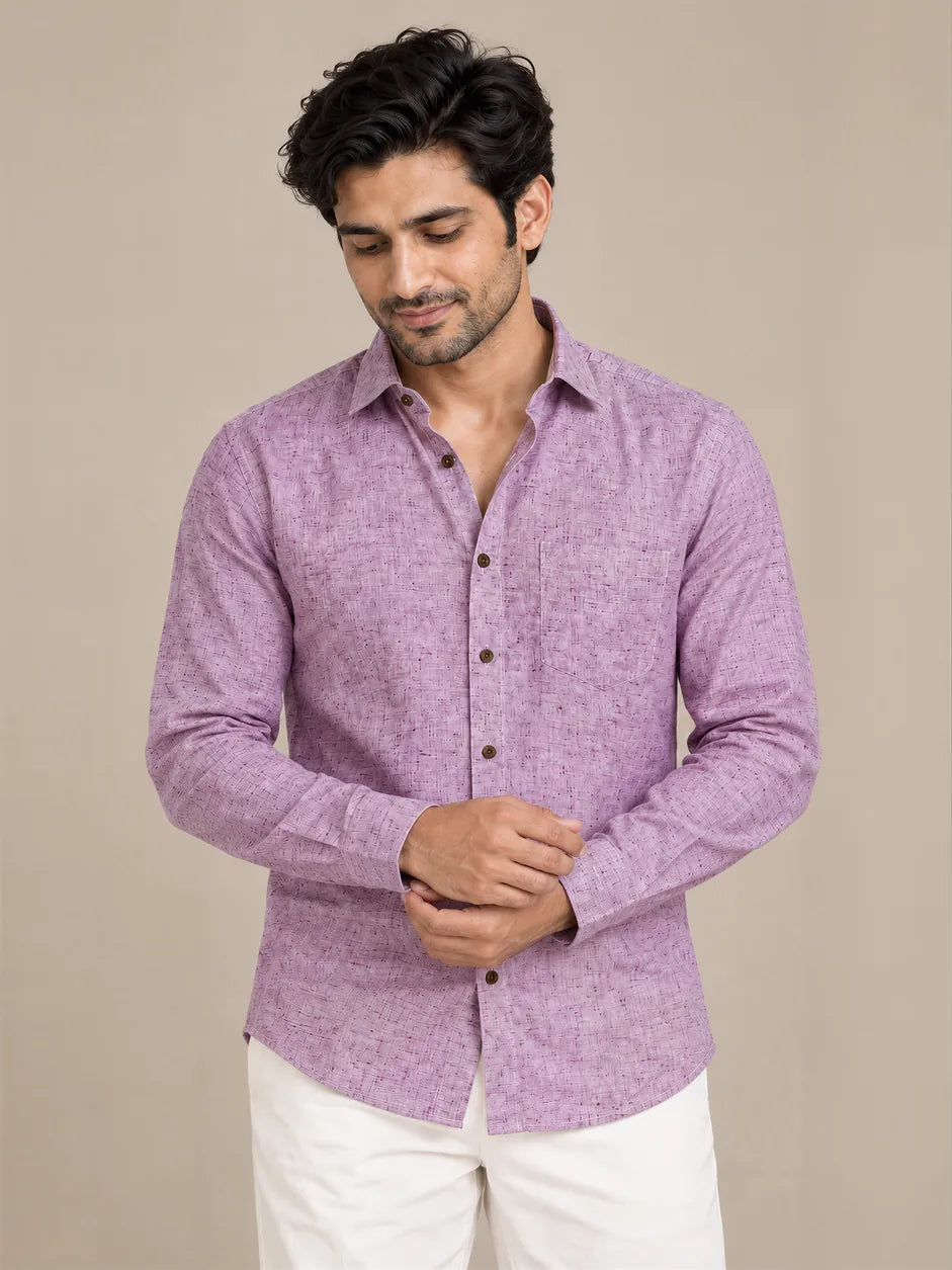 Purple Light Slub Full Sleeve Shirt