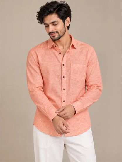 Orange Light Slub Full Sleeve Shirt