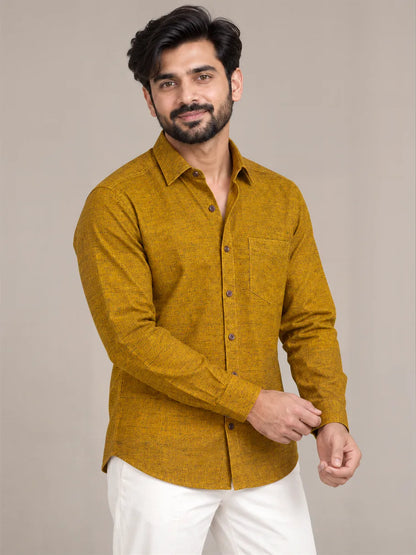 Mustard Dark Slub Full Sleeve Shirt