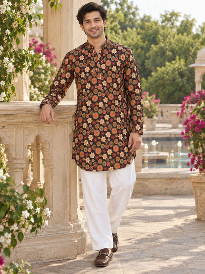 Wine Maharaja Printed Men's Kurta