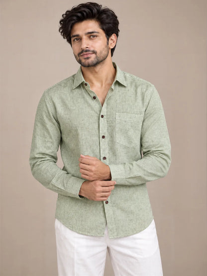 Mint Green Light Slub Full Sleeve Shirt