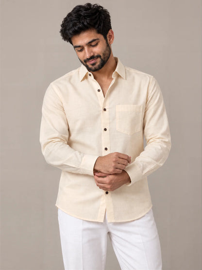 Milky Cotton Cream Full Sleeve Shirt