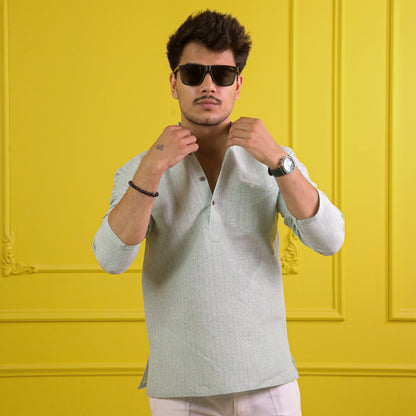 Green Softline Full Sleeves Short Kurta