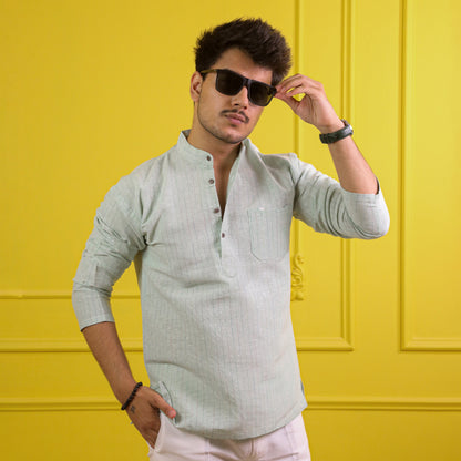 Green Softline Full Sleeves Short Kurta