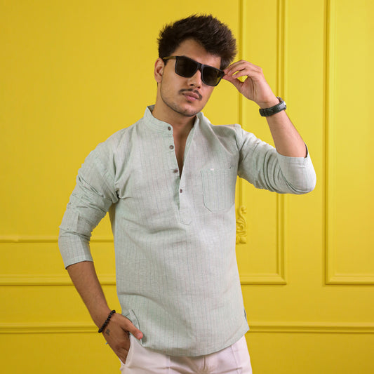 Green Softline Full Sleeves Short Kurta